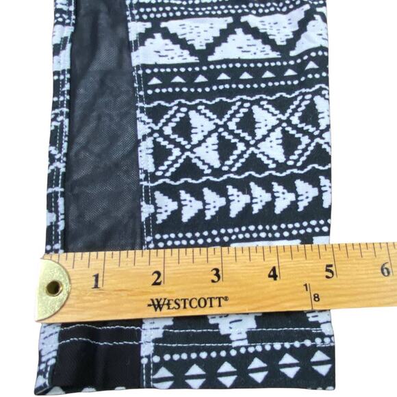 No Boundaries Aztec/Tribal Print Leggings Mesh Panels Black and White Juniors XL - Picture 11 of 12